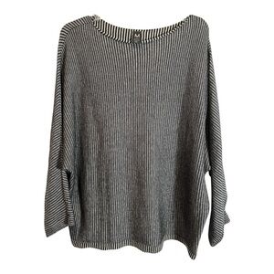 M x Matthildur Women's Icelandic Black and Grey Striped Sweater Size L/XL